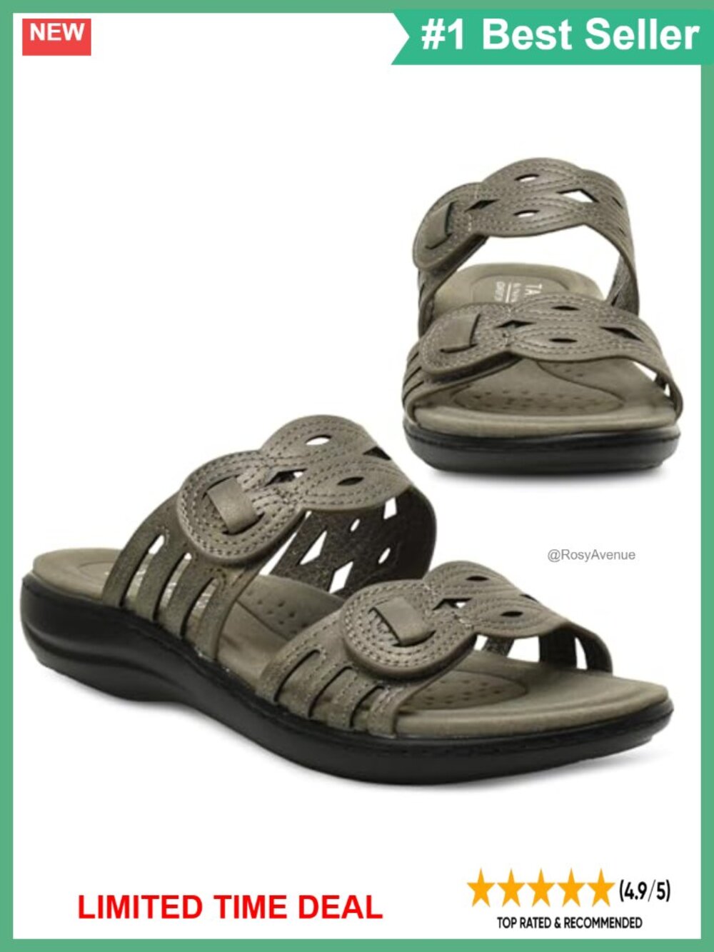 Womens Slide Sandals Adjustable Strap Memory Foam Slip-On Comfort